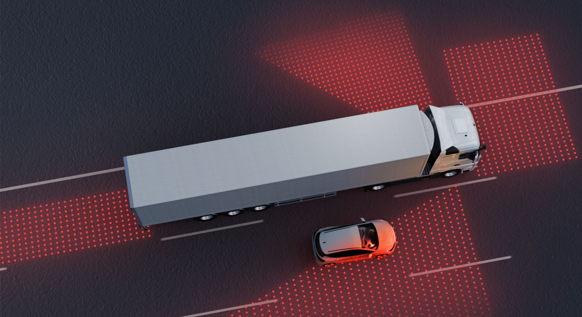 An image showing a HGV's blind spots.